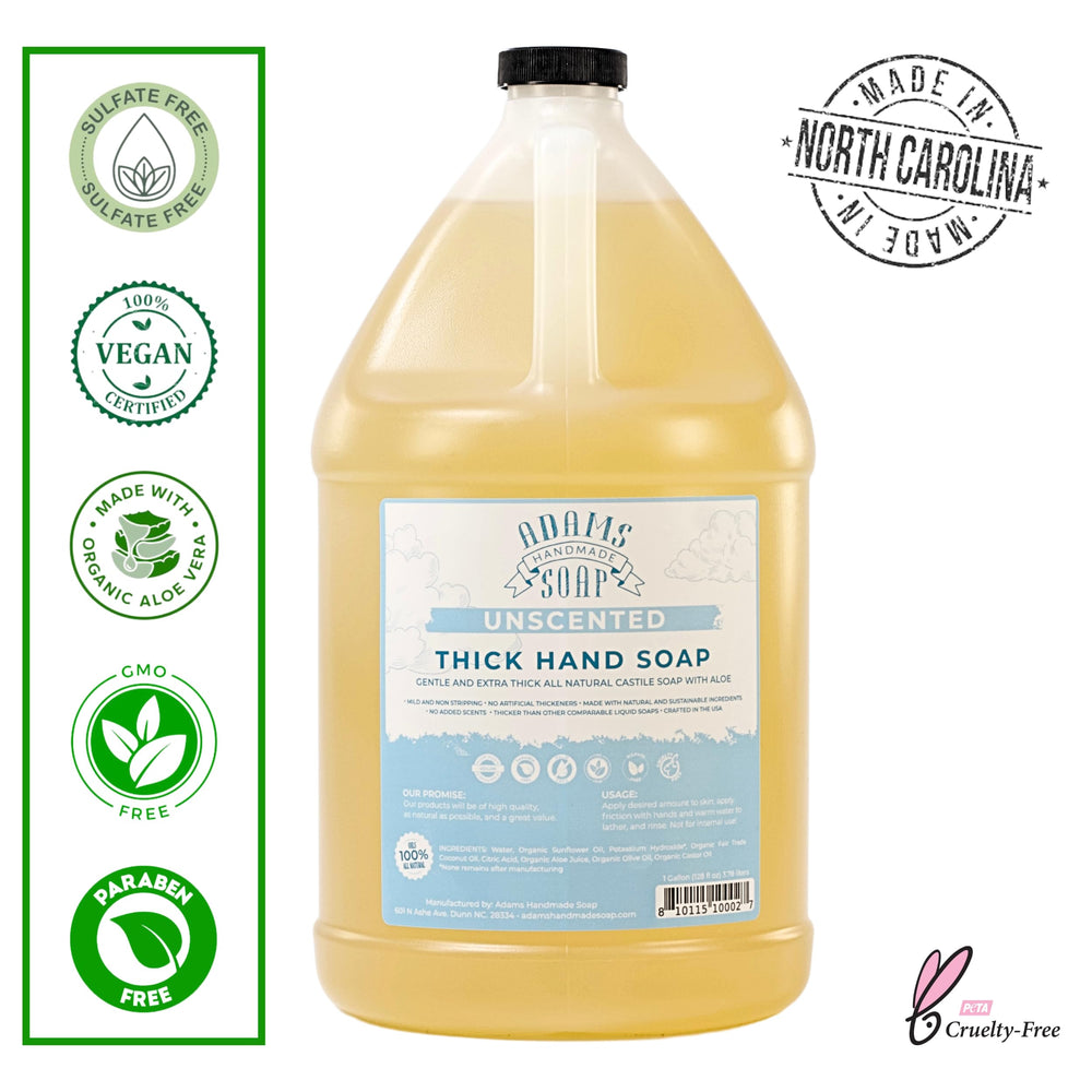 Adams Handmade Soap 1gal refill packaging ready for bulk unscented cleaning.