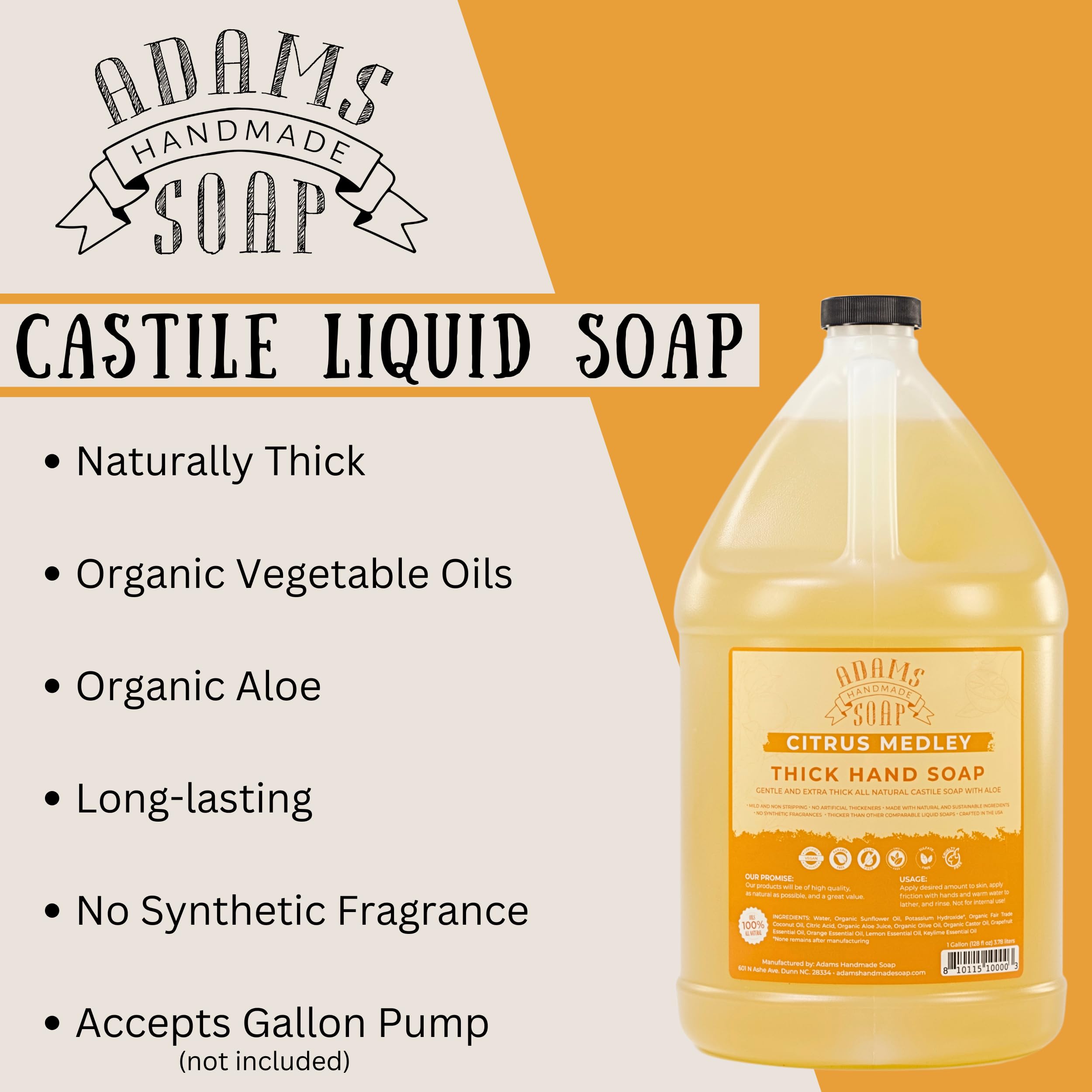 Adams Handmade Soap Citrus Medley works well in a foaming dispenser at home.