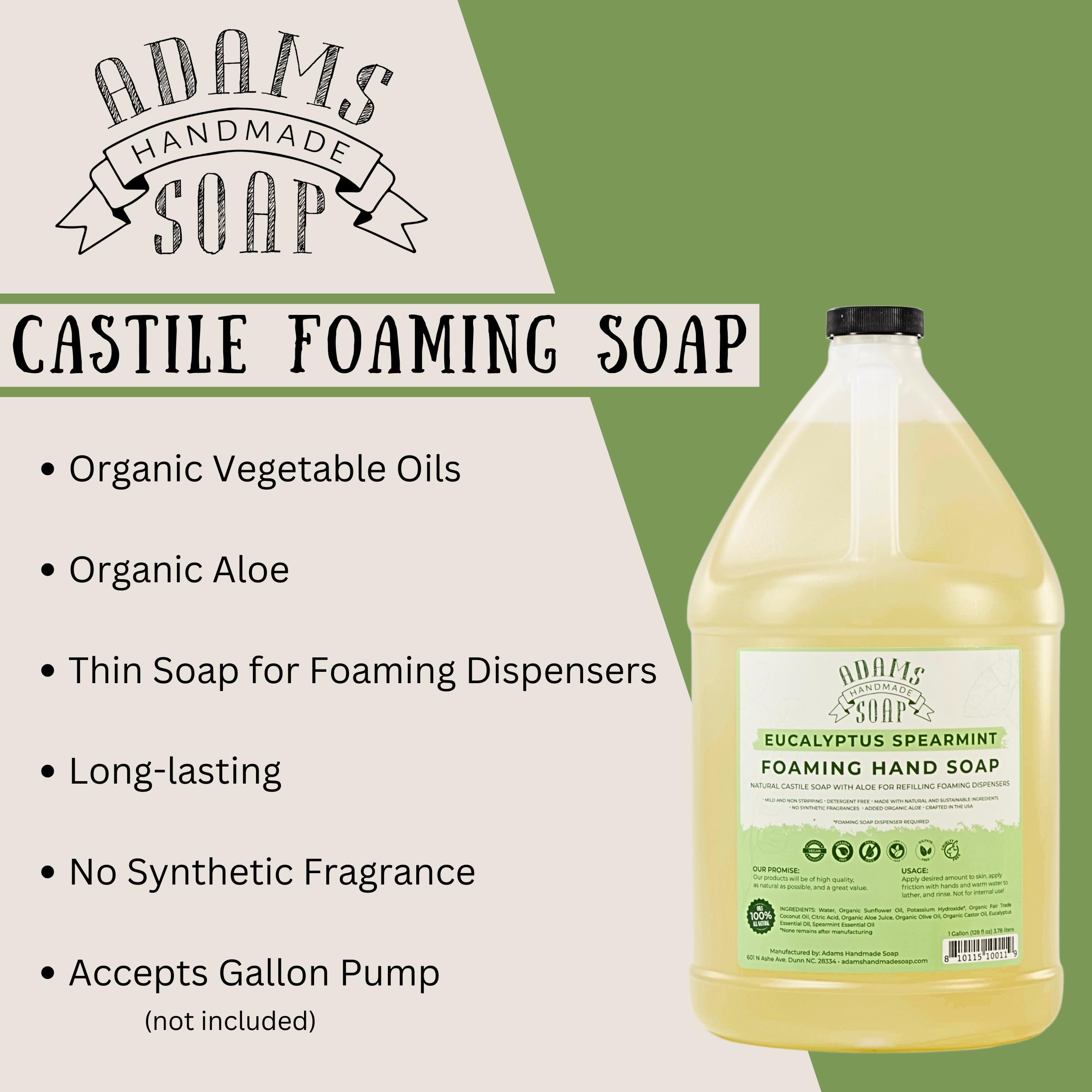 Adams Handmade Soap one-gallon jug ideal for refilling shared dispensers
