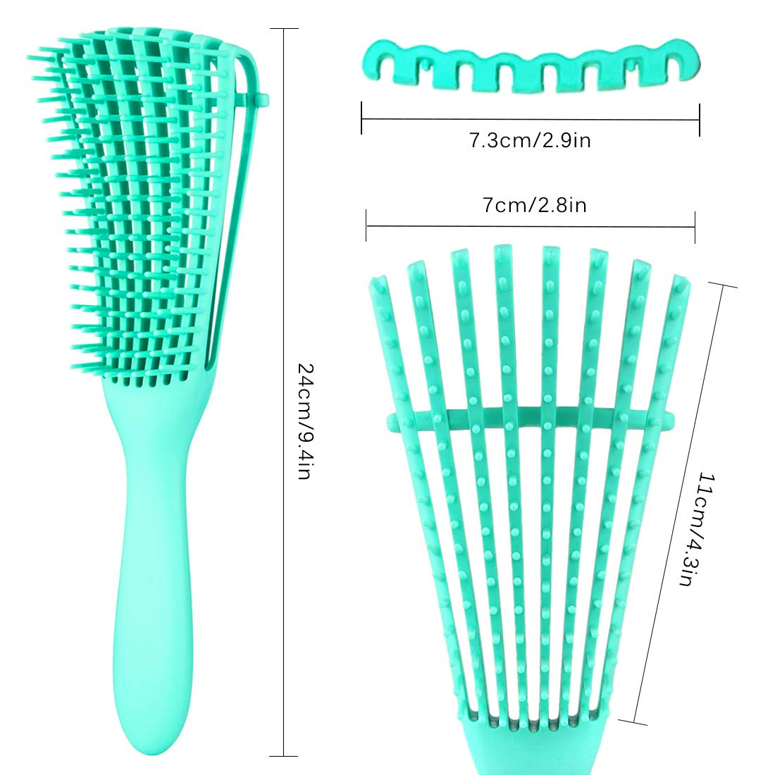 Close-up of A.DASHER detangler brush bristles for gentle detangling and scalp massage.