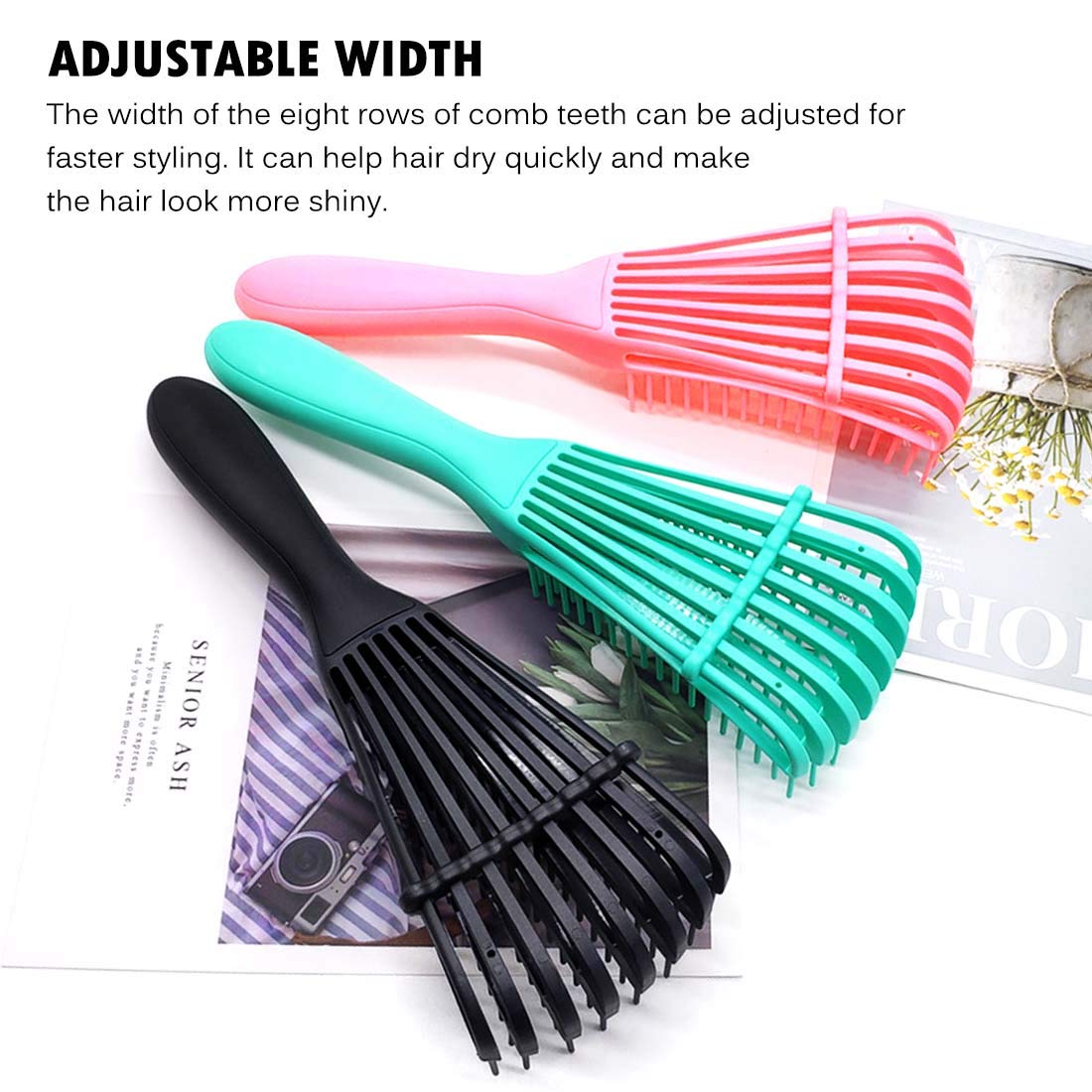 A.DASHER detangler brush used on wet hair with conditioner for smoother detangling.