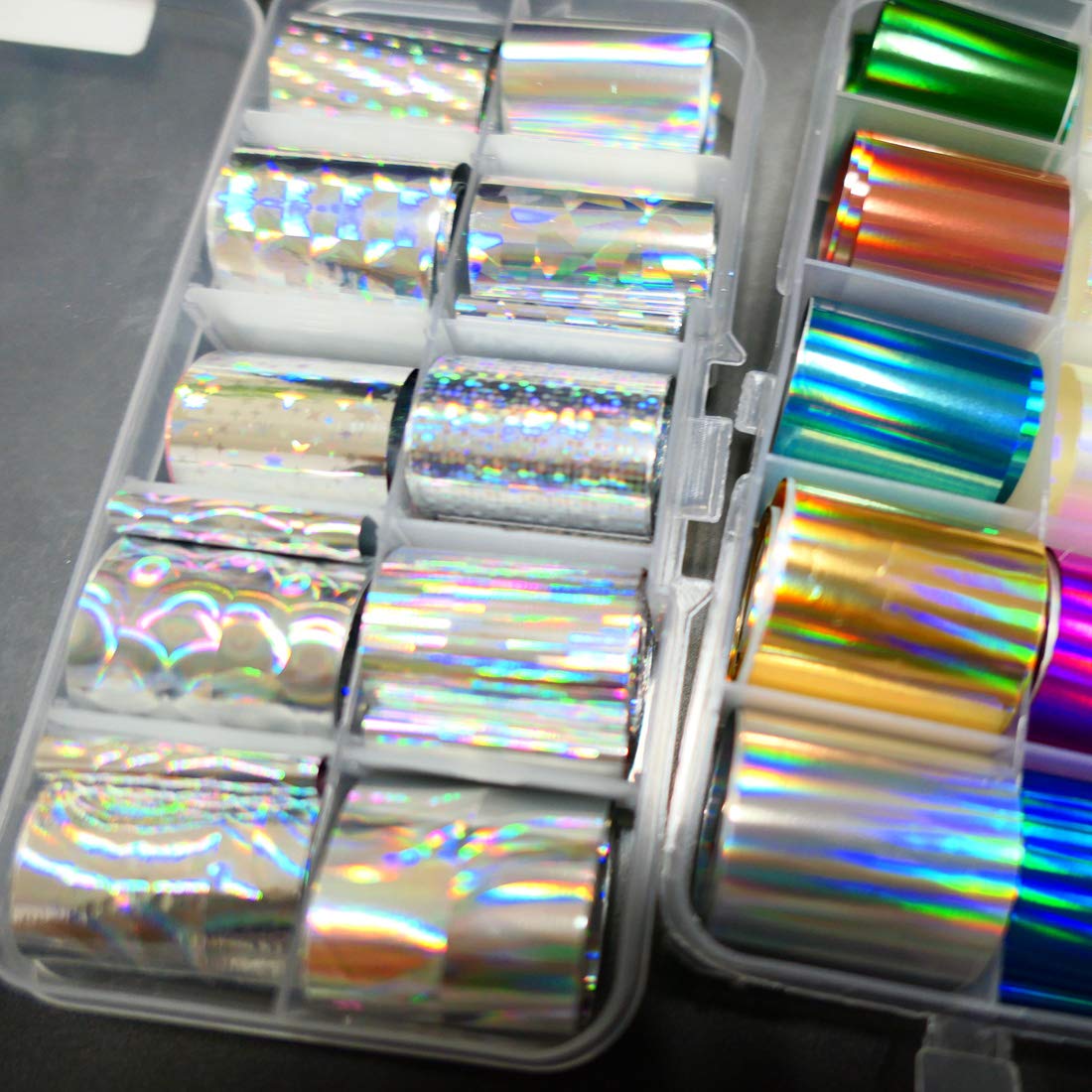 AddFavor foil on nails close-up showing metallic finish for glamorous manicures.