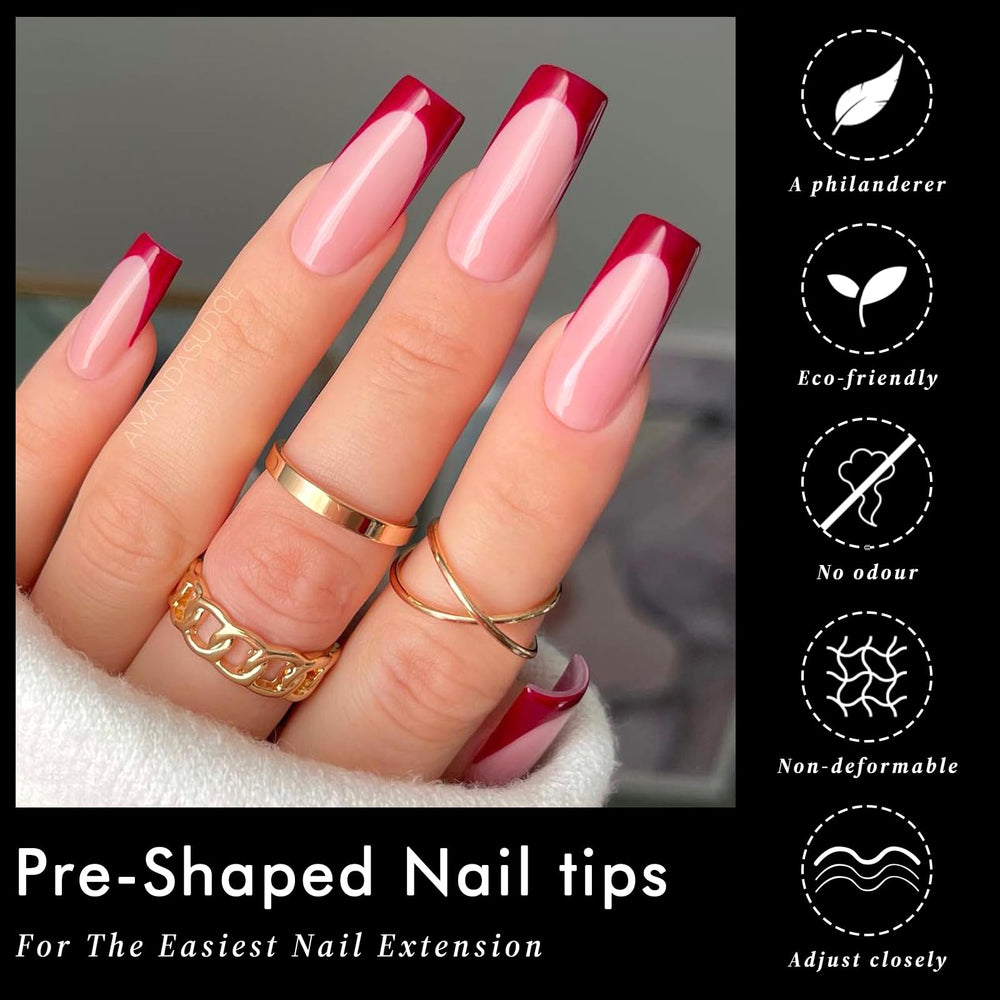 AddFavor half-matte transparent nail tips offer sleek, professional appearance and easy blending.