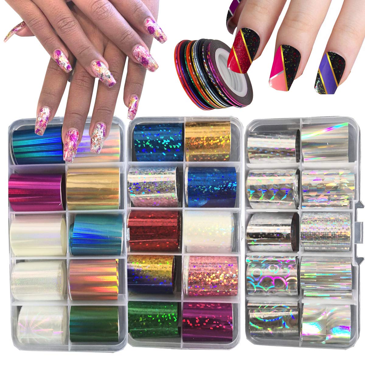 AddFavor silver holographic nail foil roll for quick, striking nail art accents.