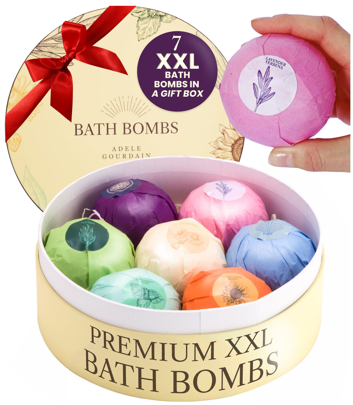 ADELEGOURDAIN bomba de baño conjunto 7 piezas en caja-regalo para sorprender en casa
