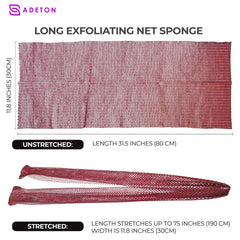 ADETON net sponge stretched long to reach back and feet easily.