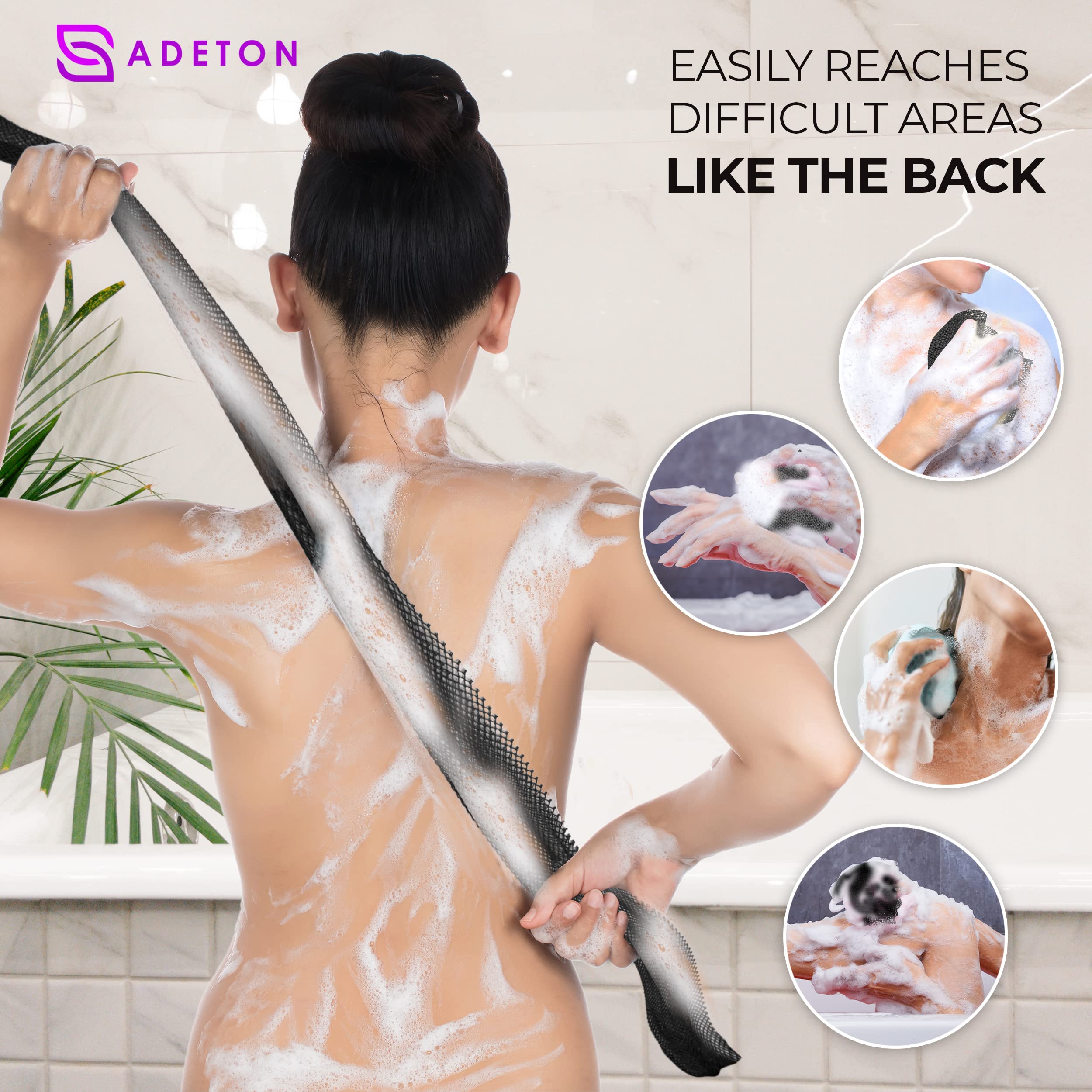 ADETON original net sponge delivers gentle cleansing with effective skin care.