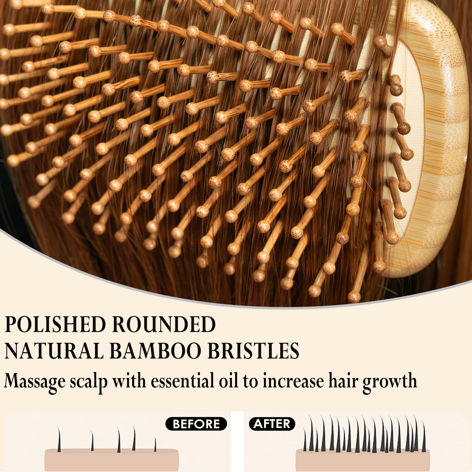 Adevwair bamboo brush suitable for all hair types, detangling wet or dry hair.