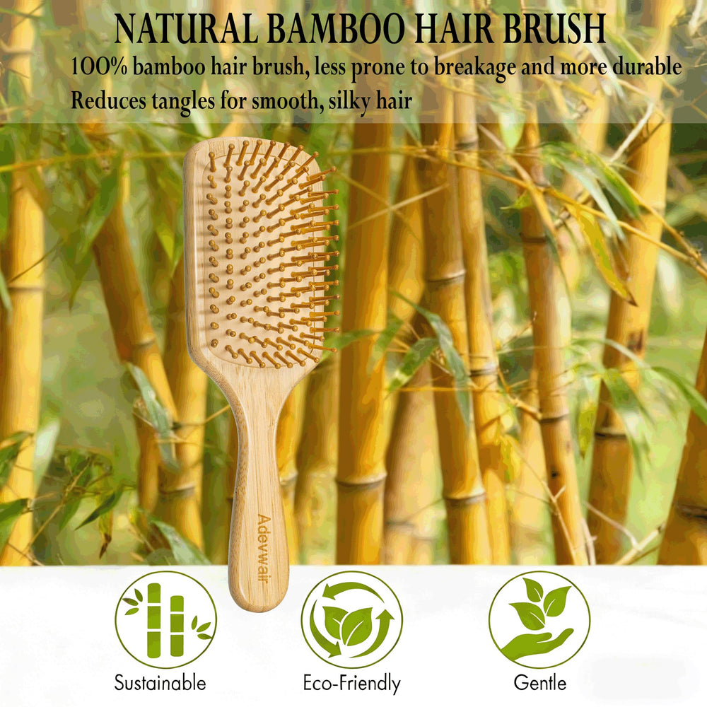 Close-up of scalp massage action from the Adevwair bamboo brush.