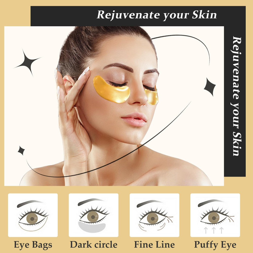 Adofect collagen eye pads soothing the delicate under-eye skin.