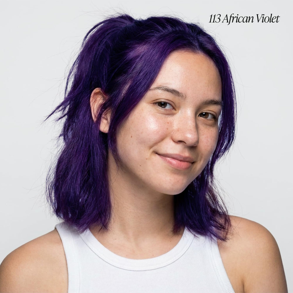 Adore African Violet color swatches display rich hue and even coverage.
