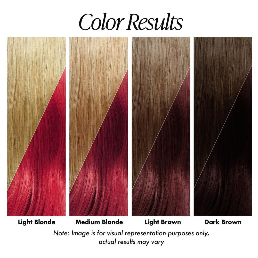 Adore Crimson application-strokes illustrate easy at-home color on all textures.