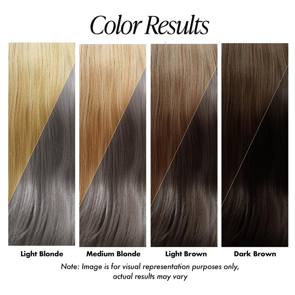 Applying Adore Mystic Grey on hair for even coverage.
