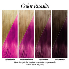 Adore neon pink hair on head closeup reveals vibrant, salon-inspired results.