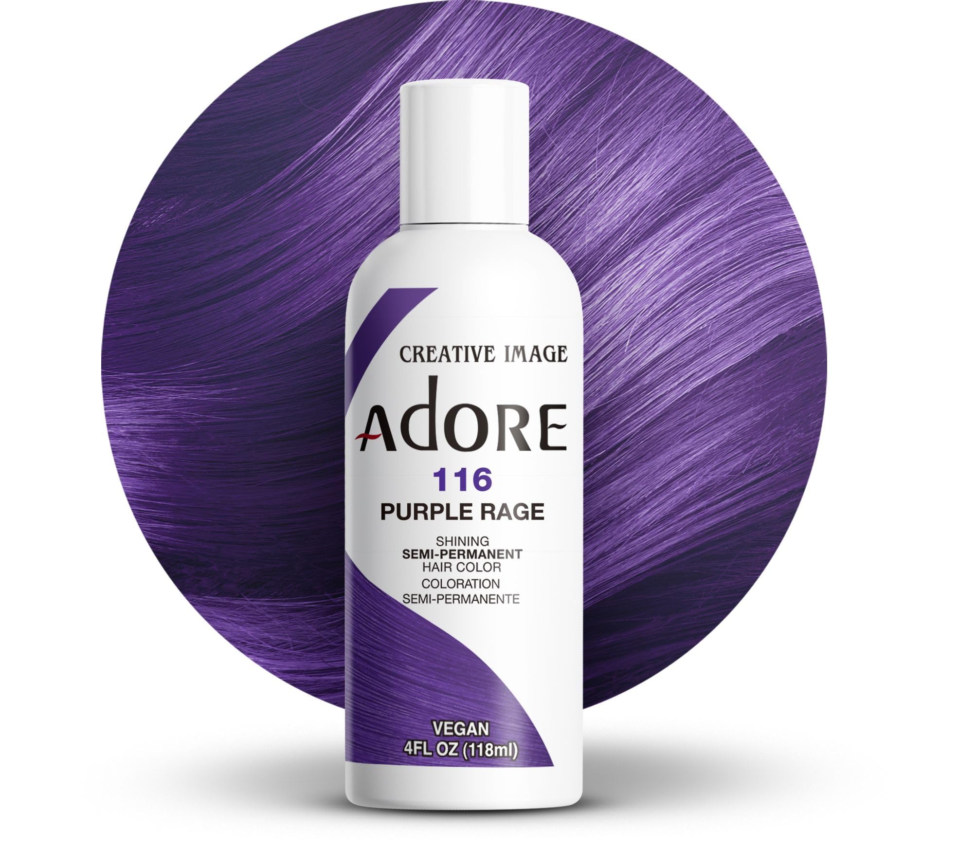 Adore Purple Rage dye before-and-after comparison reveals dramatic transformation.