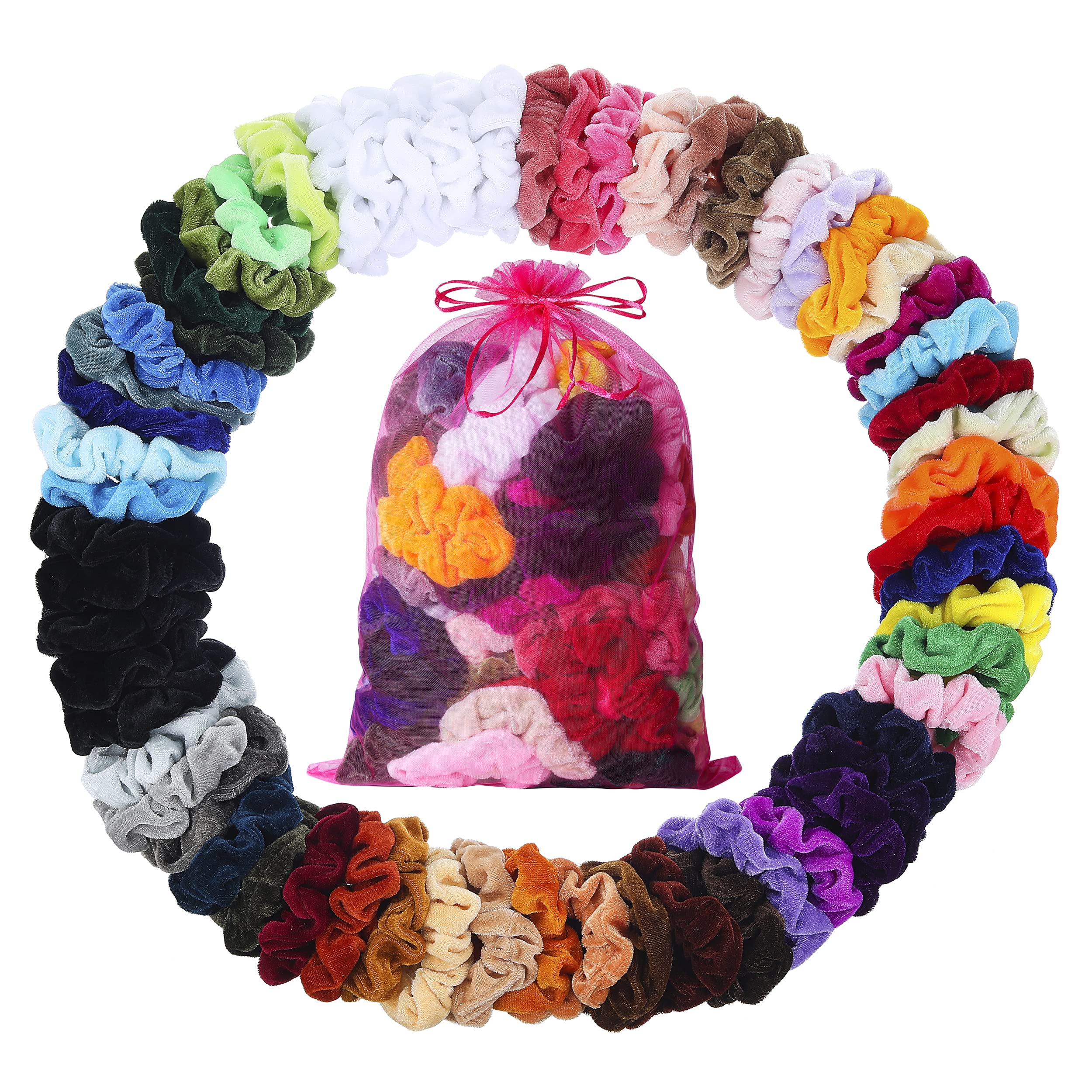 ADRIONE coleteros de terciopelo 60 unidades, colores variados para peinados diarios.