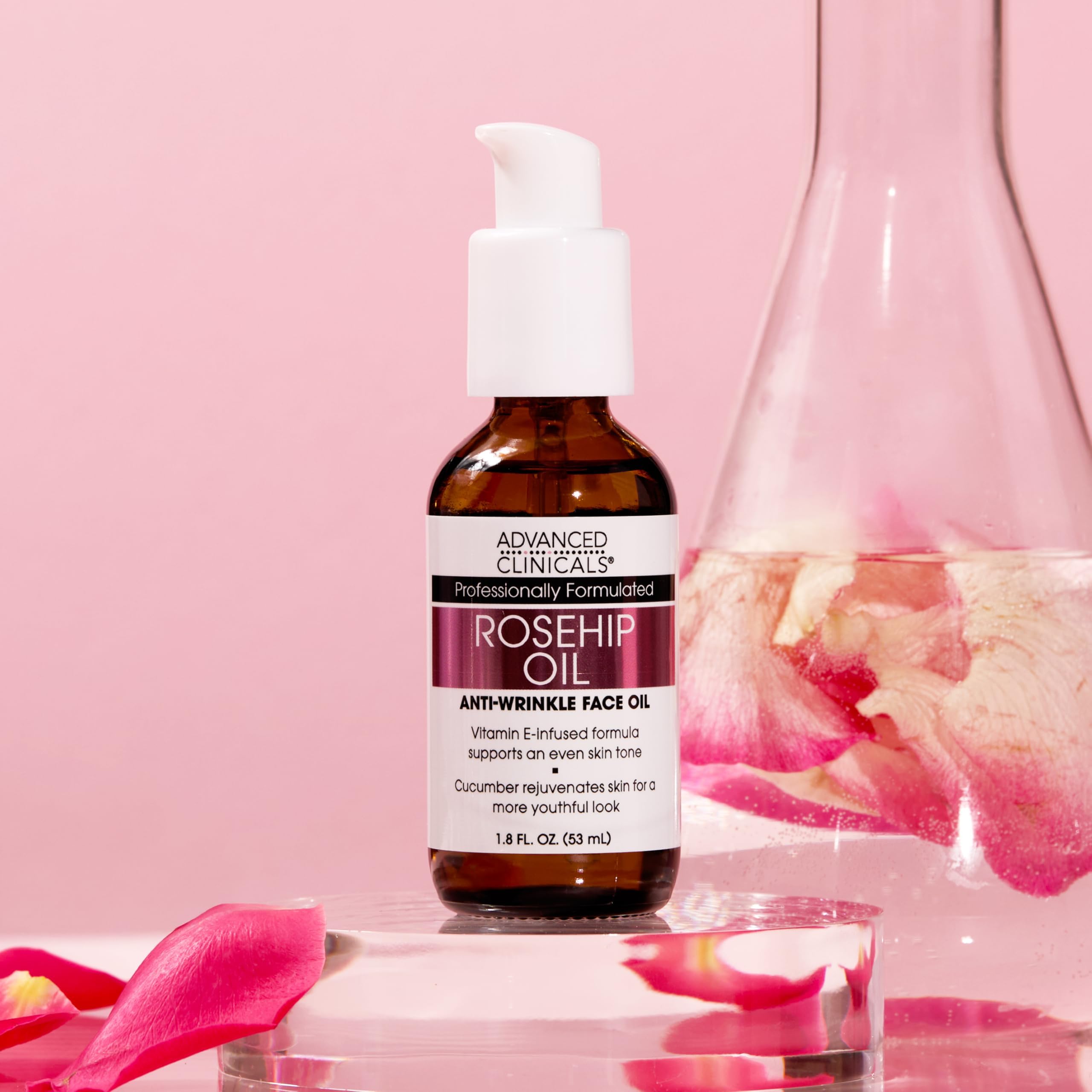 Advanced Clinicals Aceite Rosa Mosqueta, dermatológicamente probado; cuidado suave para la piel.