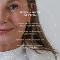 Advanced Clinicals Advanced Retinol Eye Balm con péptidos, mejora la firmeza del contorno.