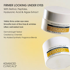 Advanced Clinicals Advanced Retinol Eye Balm, textura cremosa para suavizar líneas finas alrededor de los ojos.