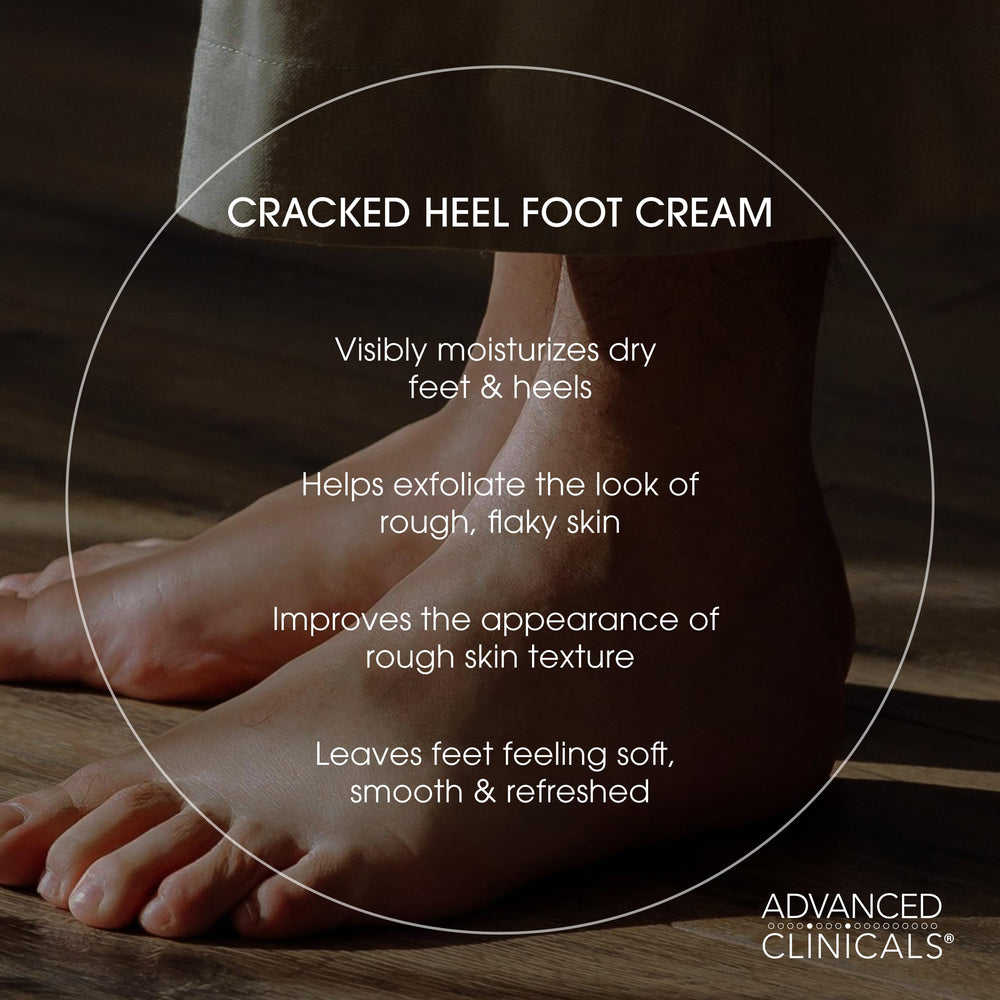 Aplicación en talón con Advanced Clinicals crema suave para pies.