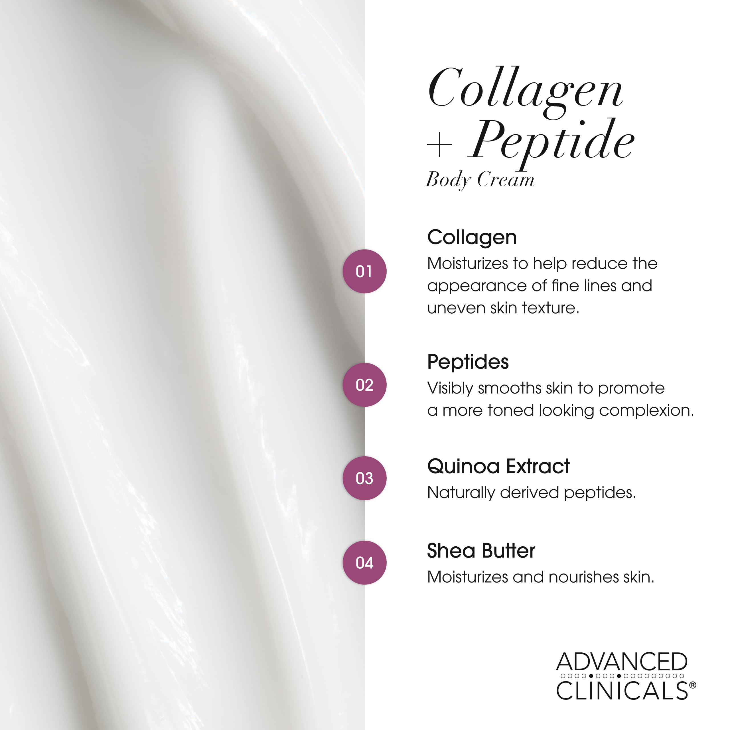 Advanced Clinicals cream texture close-up showing non-greasy hydration