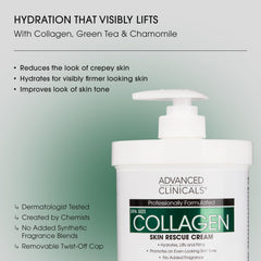 Advanced Clinicals crema colágeno cuerpo textura cremosa para piel suave