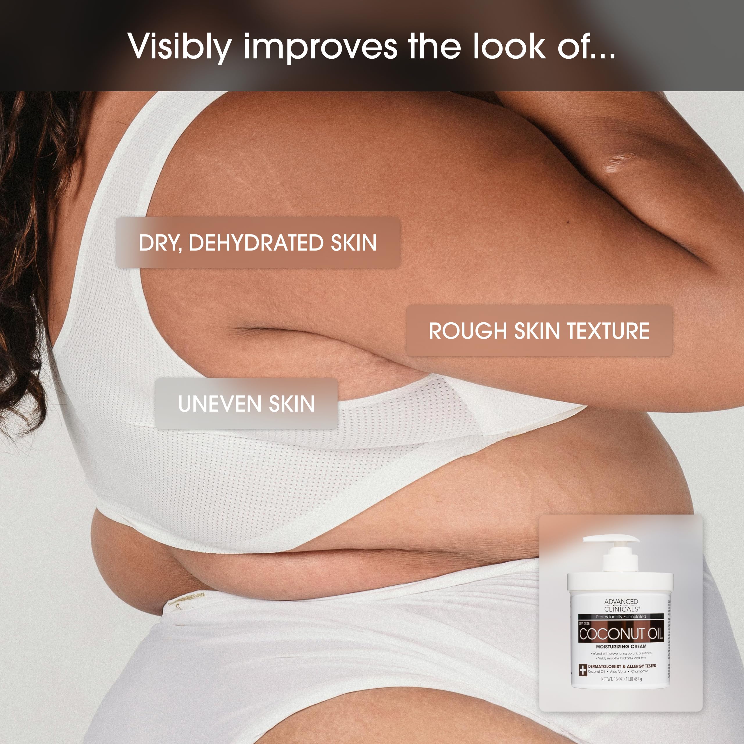 Aplicación diaria de la crema corporal Advanced Clinicals en todo el cuerpo
