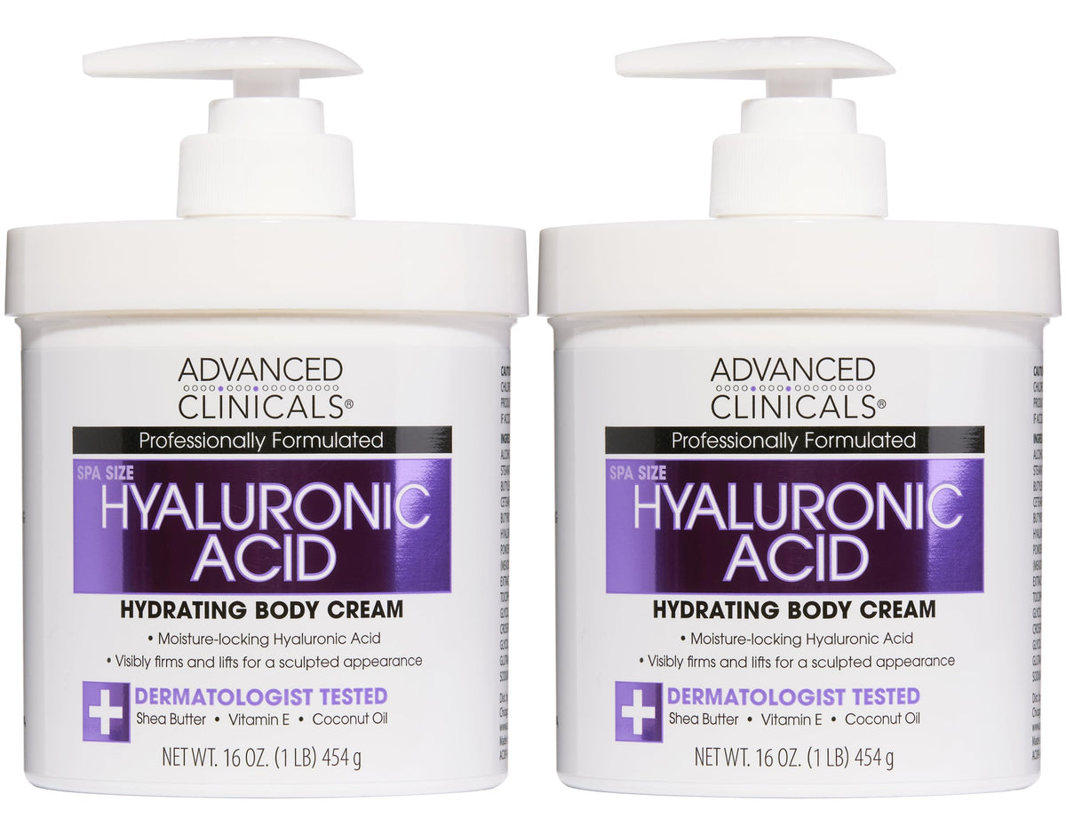 Advanced Clinicals hyaluronic acid moisturizer 2-pack bottle hydrates dry skin