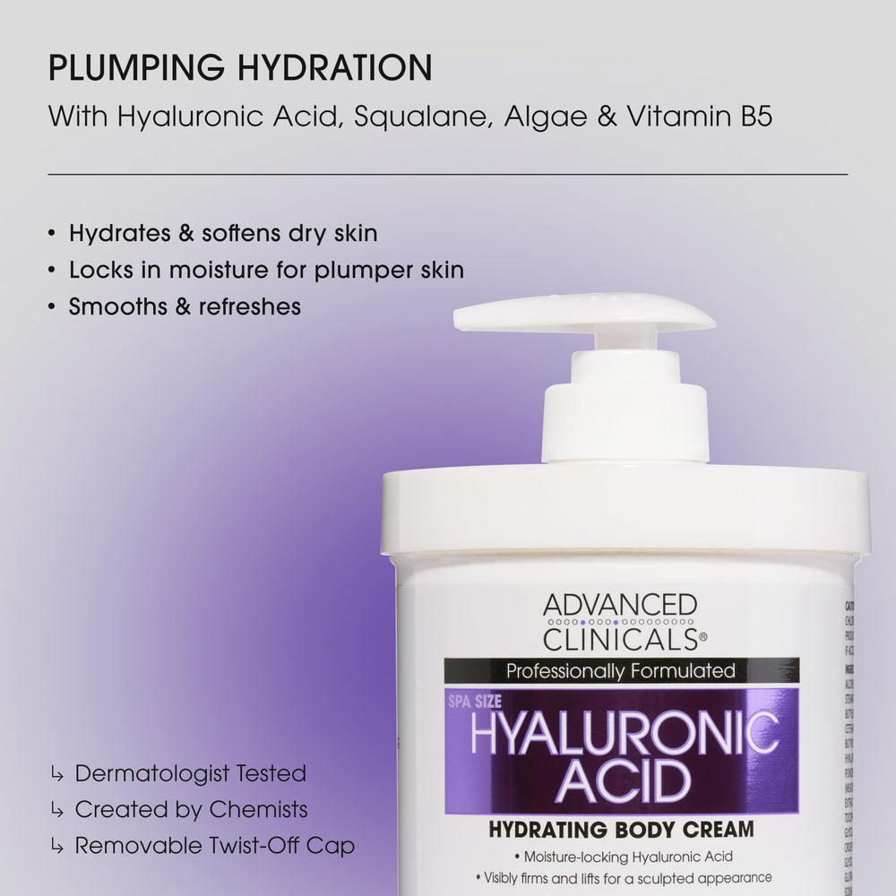 Close-up of Advanced Clinicals pump and cream texture showing rich hydration