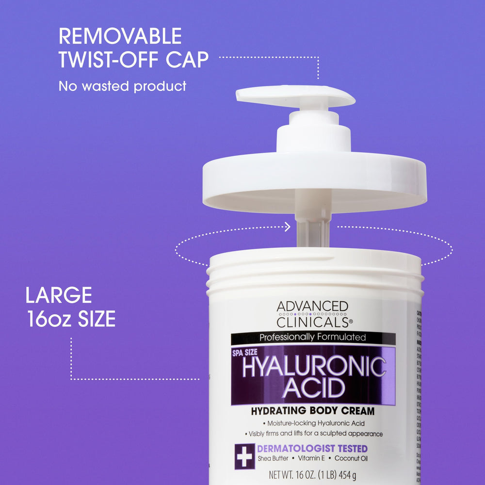Cream swirl texture of Advanced Clinicals hyaluronic acid body cream for smooth skin