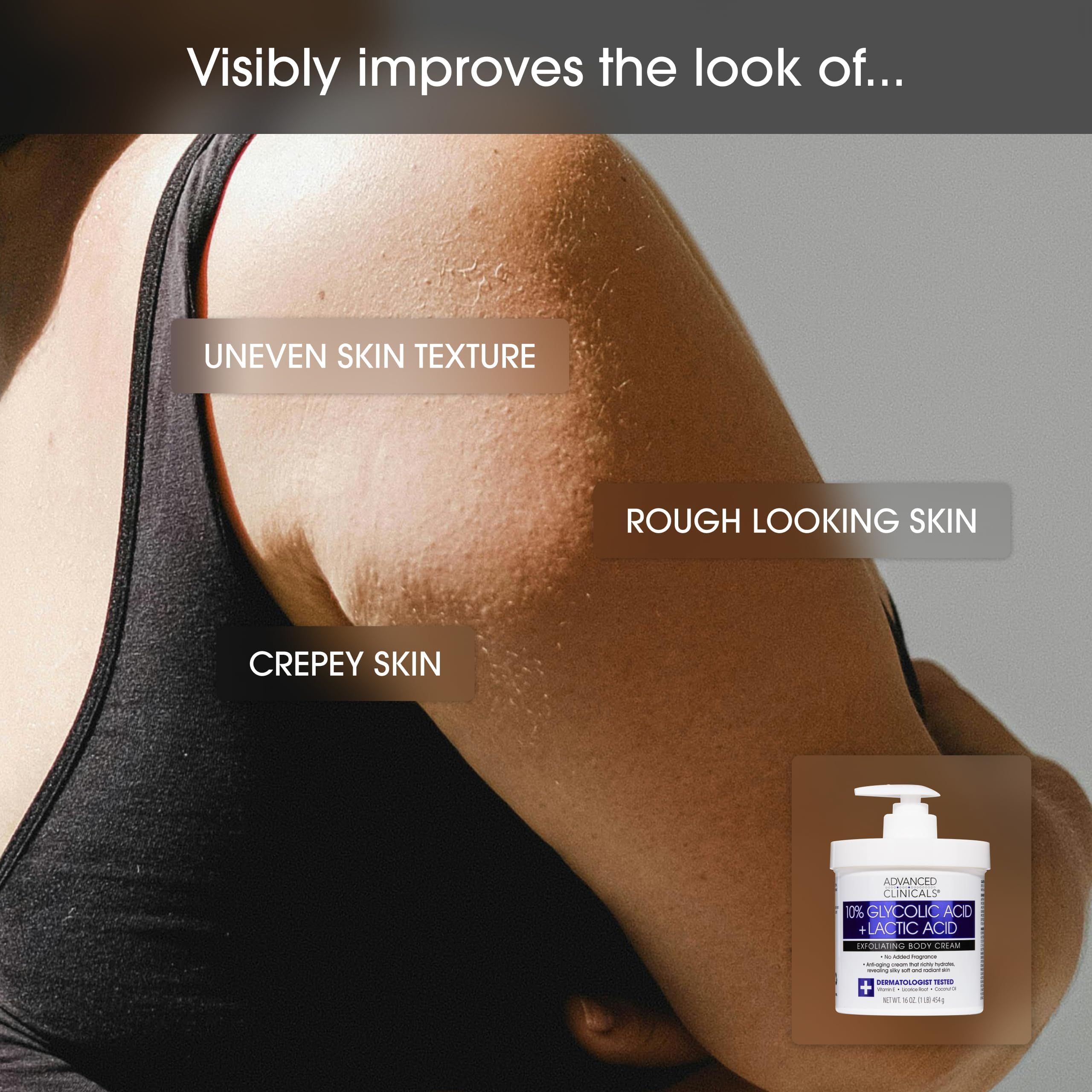 Advanced Clinicals licorice-root extract highlight emphasizes soothing, even-toned appearance.
