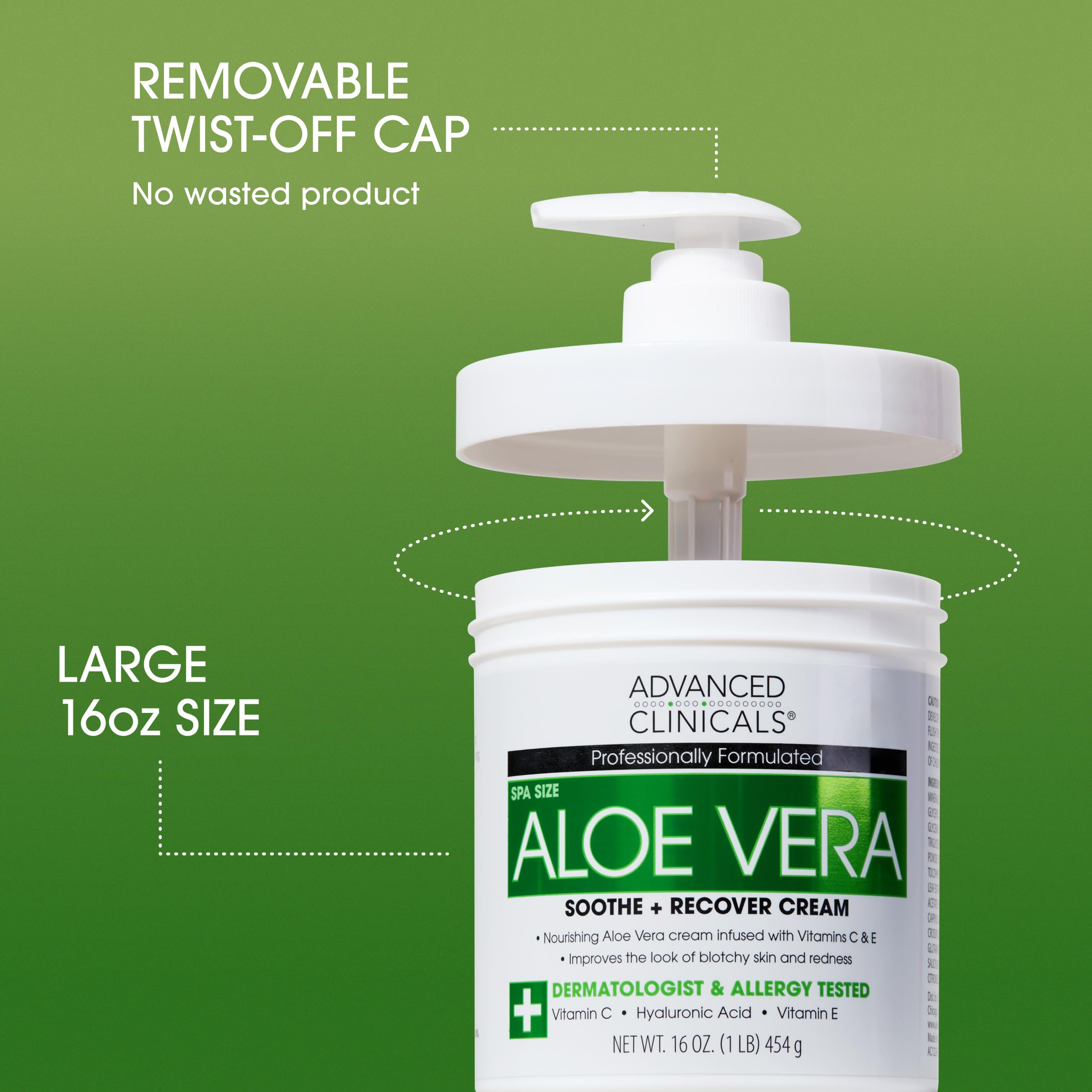 Aplicación de Advanced Clinicals Aloe Vera Loción en la piel con suavidad