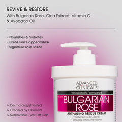 Etiqueta de Advanced Clinicals con rosa bulgara y vitamina C