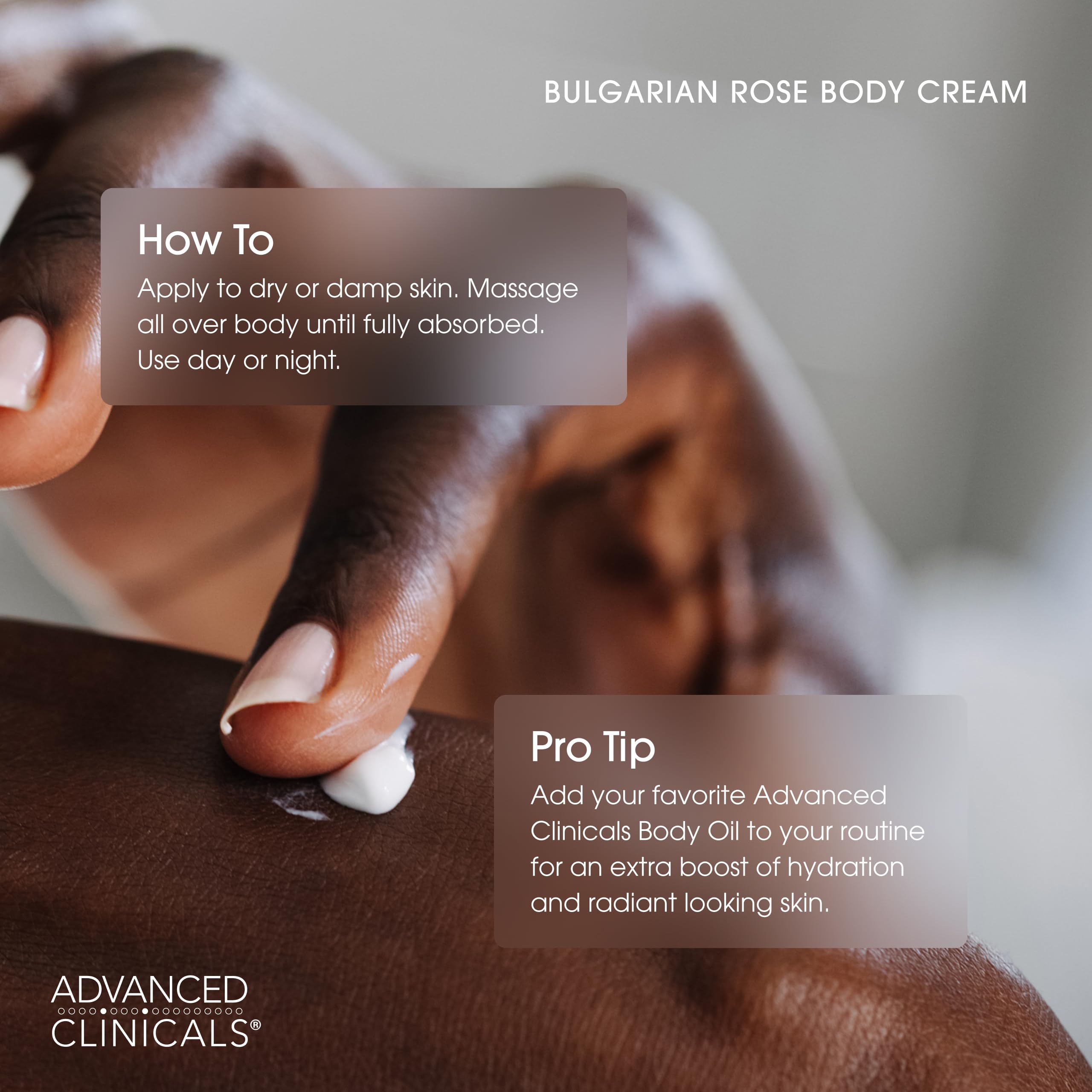 Ingredientes clave: vitamina C y aloe en loción rosa bulgara de Advanced Clinicals