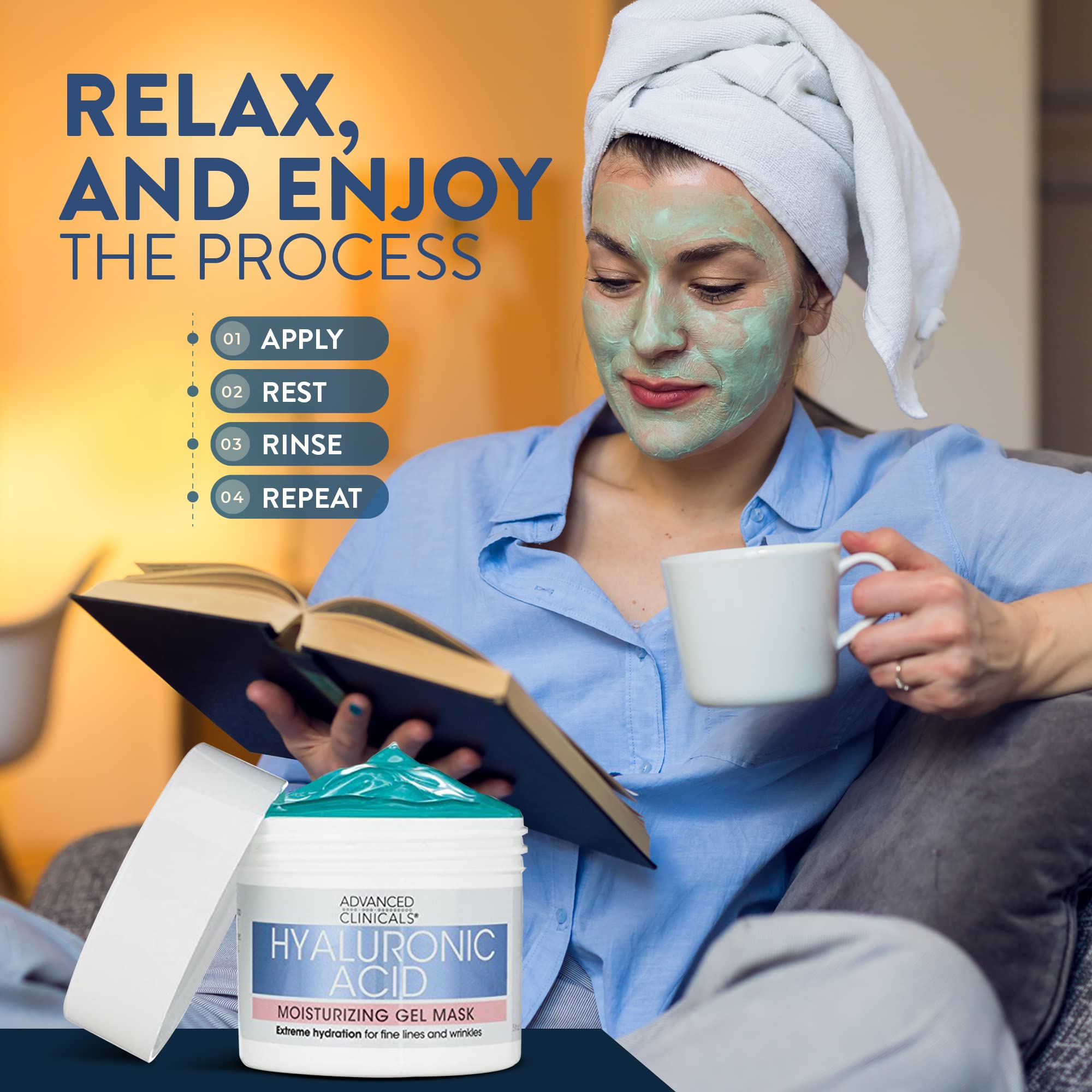 Advanced Clinicals Mascarilla Gel Hialurónico uso diario para rutina de cuidado facial.