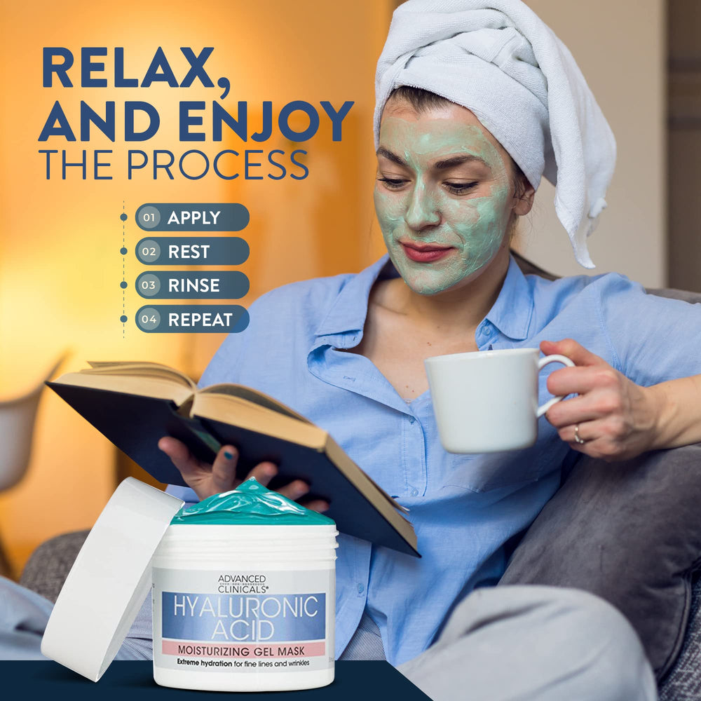 Advanced Clinicals Mascarilla Gel Hialurónico uso diario para rutina de cuidado facial.