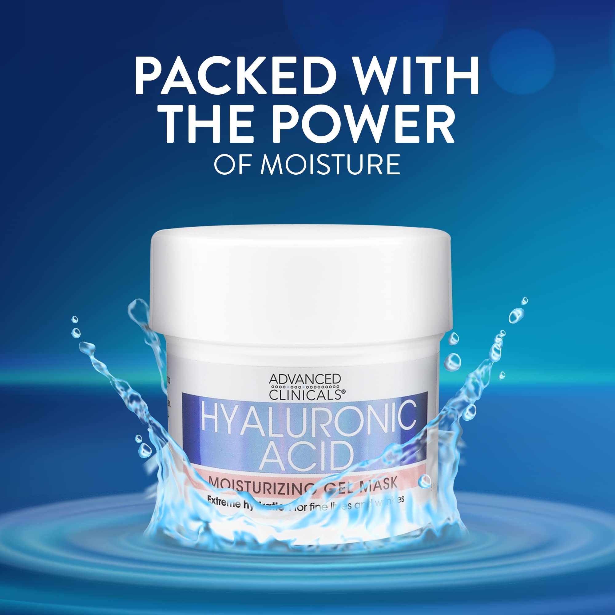 Advanced Clinicals Mascarilla Gel Hialurónico ofrece hidratación prolongada para piel seca.