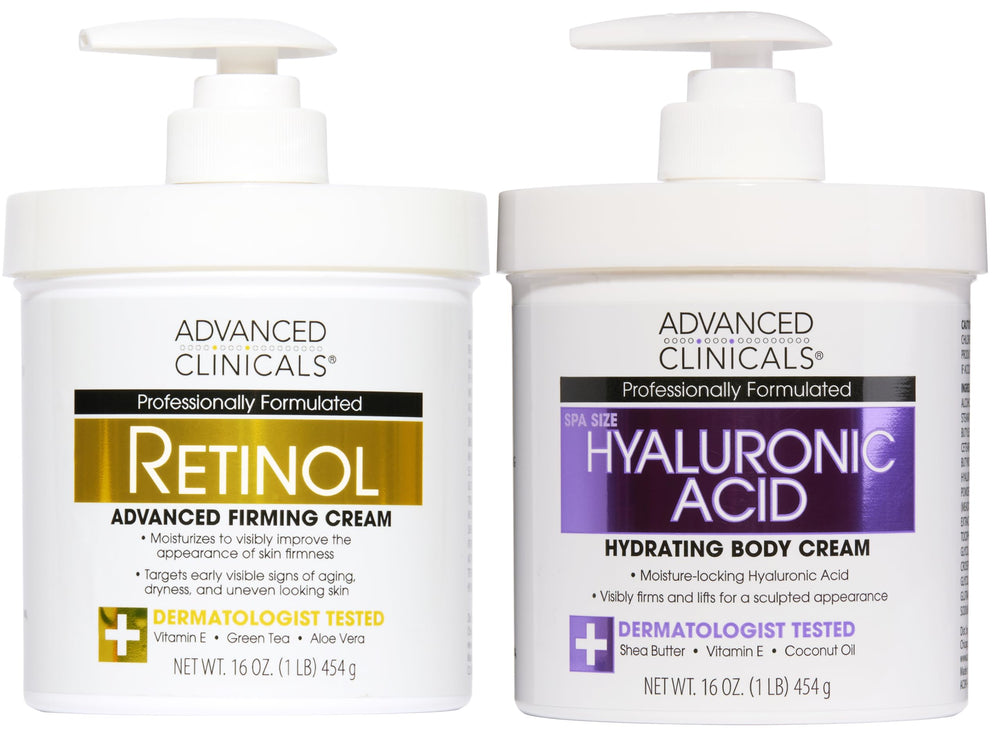 Advanced Clinicals retinol body cream bottle for daily hydration and firmer-looking skin