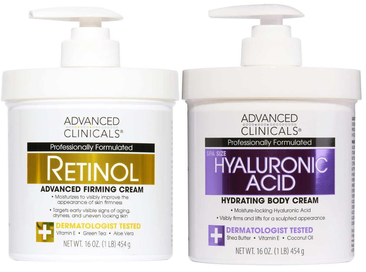 Advanced Clinicals retinol body cream bottle for daily hydration and firmer-looking skin
