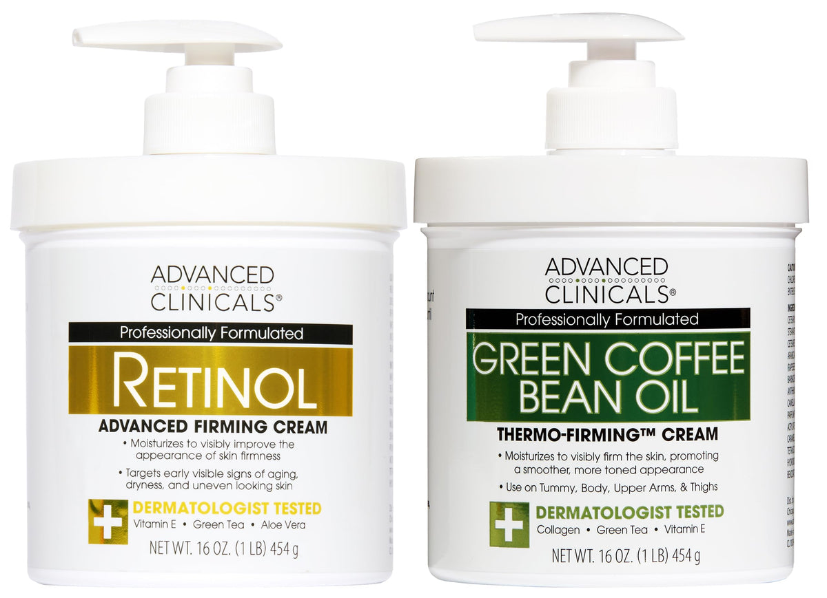 Advanced Clinicals retinol body cream jar shows rich texture for smoother skin