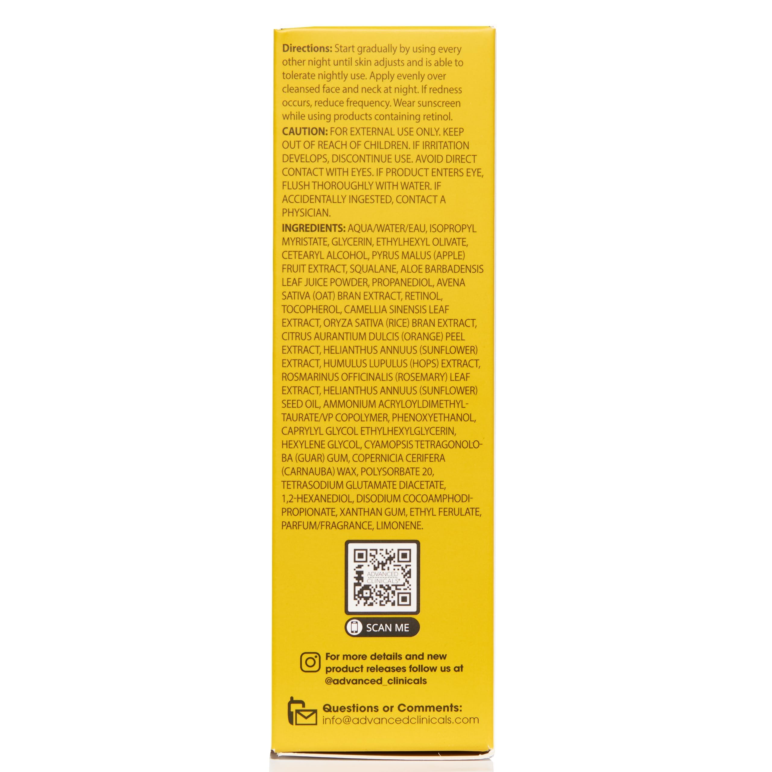 Advanced Clinicals Retinol Serum, fórmula basada en ciencia para cuidado de la piel.
