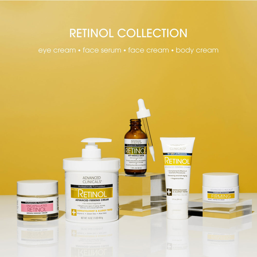 Advanced Clinicals Retinol Serum, uso nocturno recomendado para mejores resultados posibles.