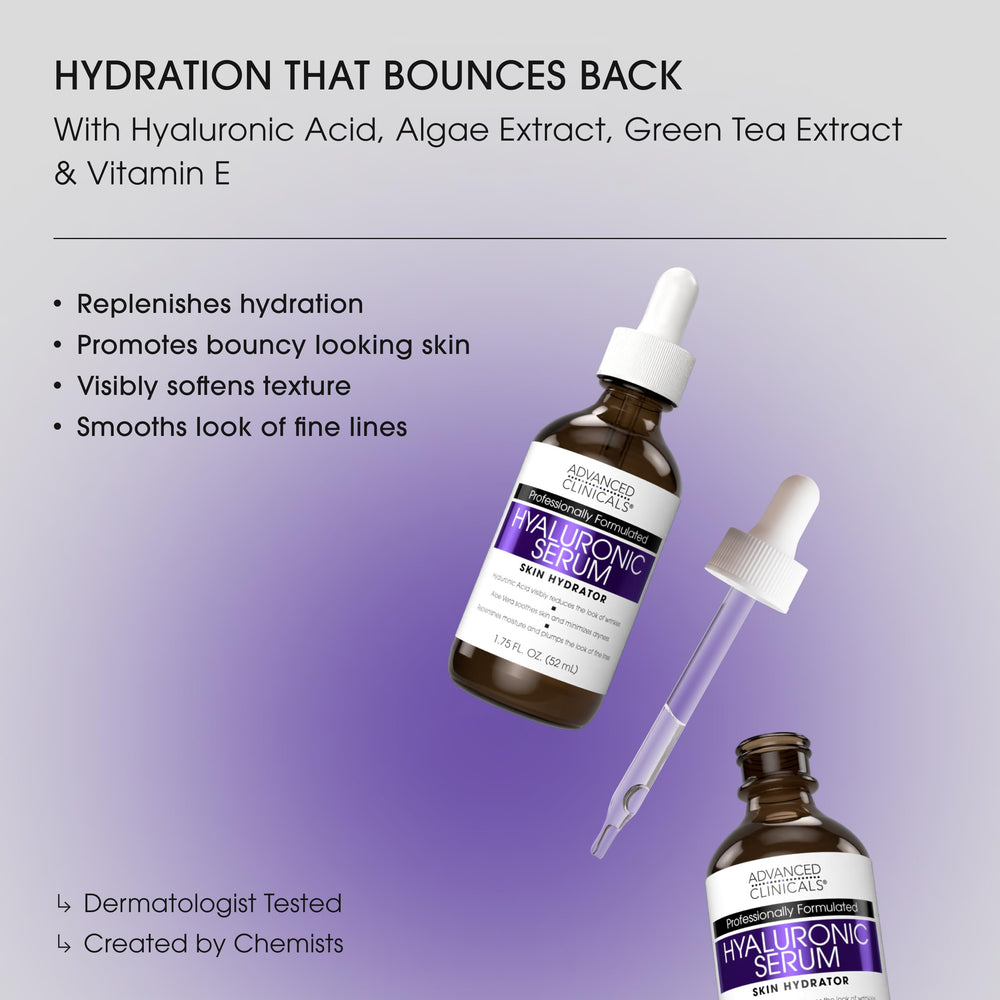 Advanced Clinicals suero hialurónico rostro, plenitud suave para piel más rellena.