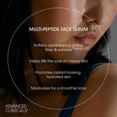 Aplicación suave en rostro con Advanced Clinicals Sérum Multi-Peptidos.
