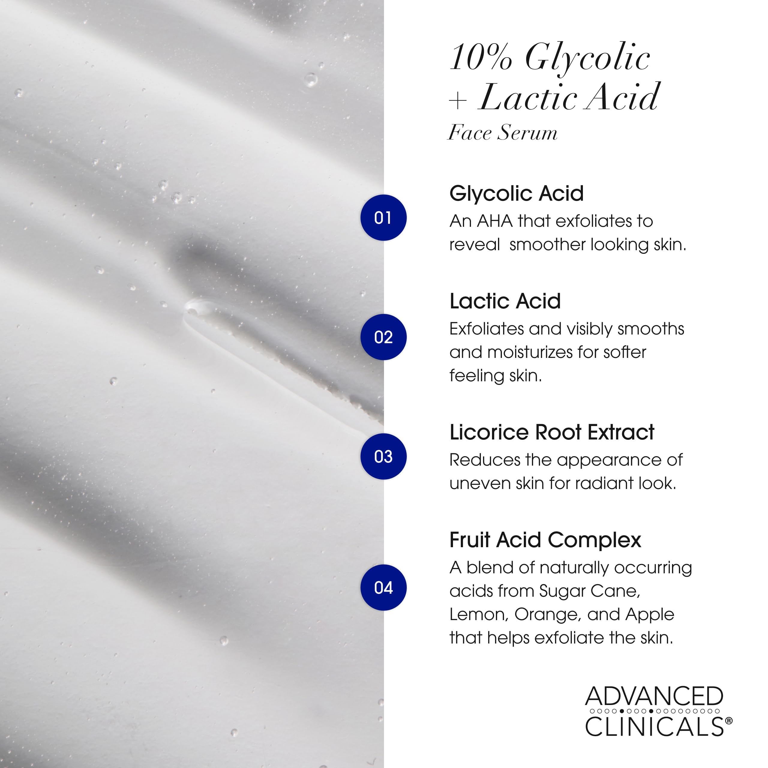 Advanced Clinicals textura gel ligera que desliza sobre la piel