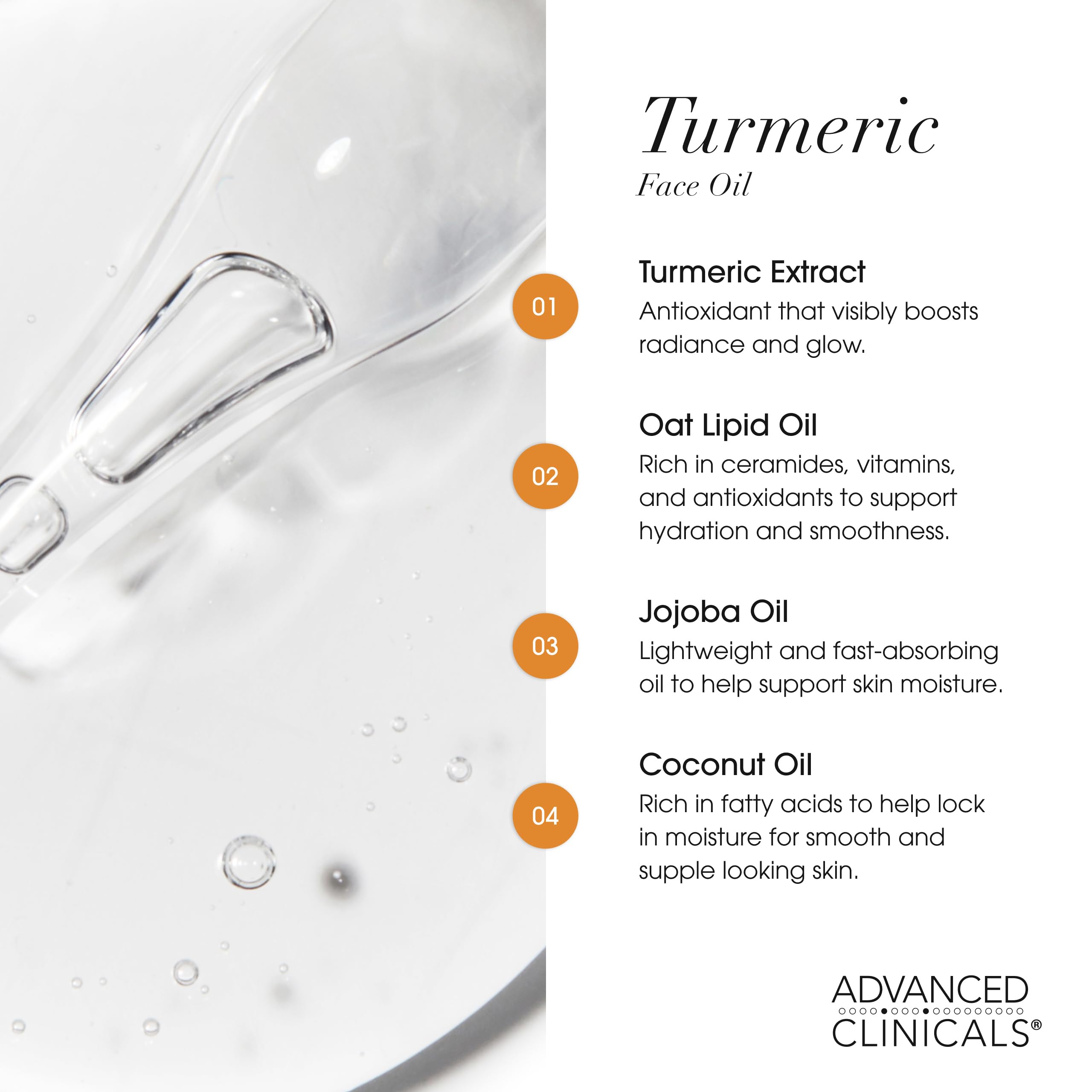 Advanced Clinicals Serum, hidratación ligera para piel seca y opaca.