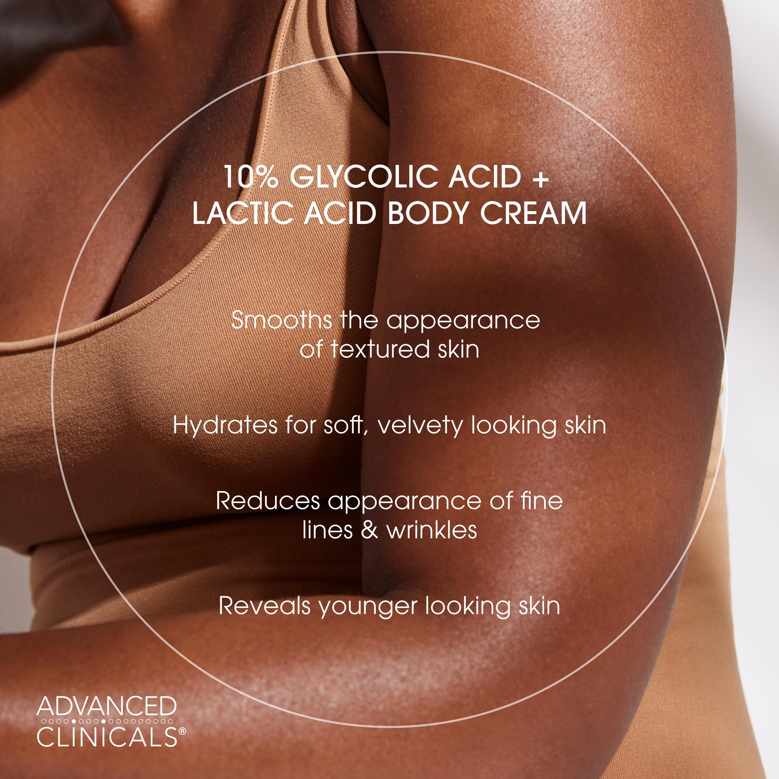 Advanced Clinicals velvety cream swirl communicates luxurious, non-greasy hydration.