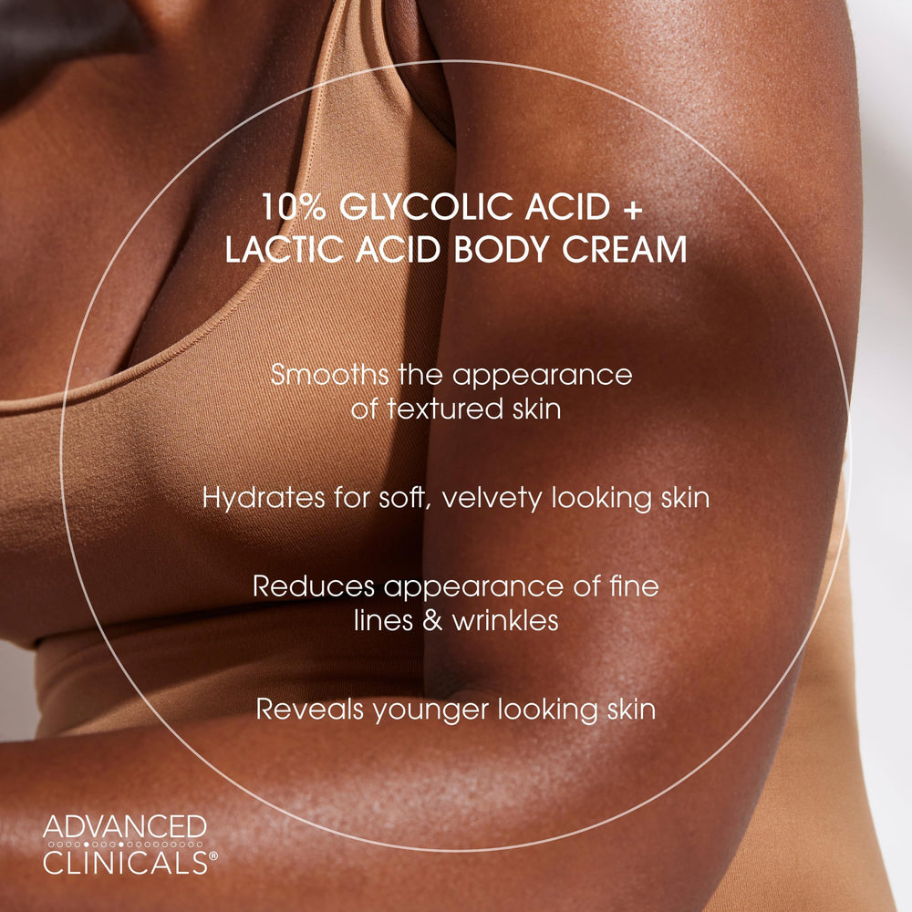Advanced Clinicals velvety cream swirl communicates luxurious, non-greasy hydration.