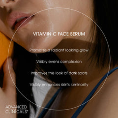 Advanced Clinicals Vitamina C Serum con ferúlico y ácido láctico iluminando la piel.