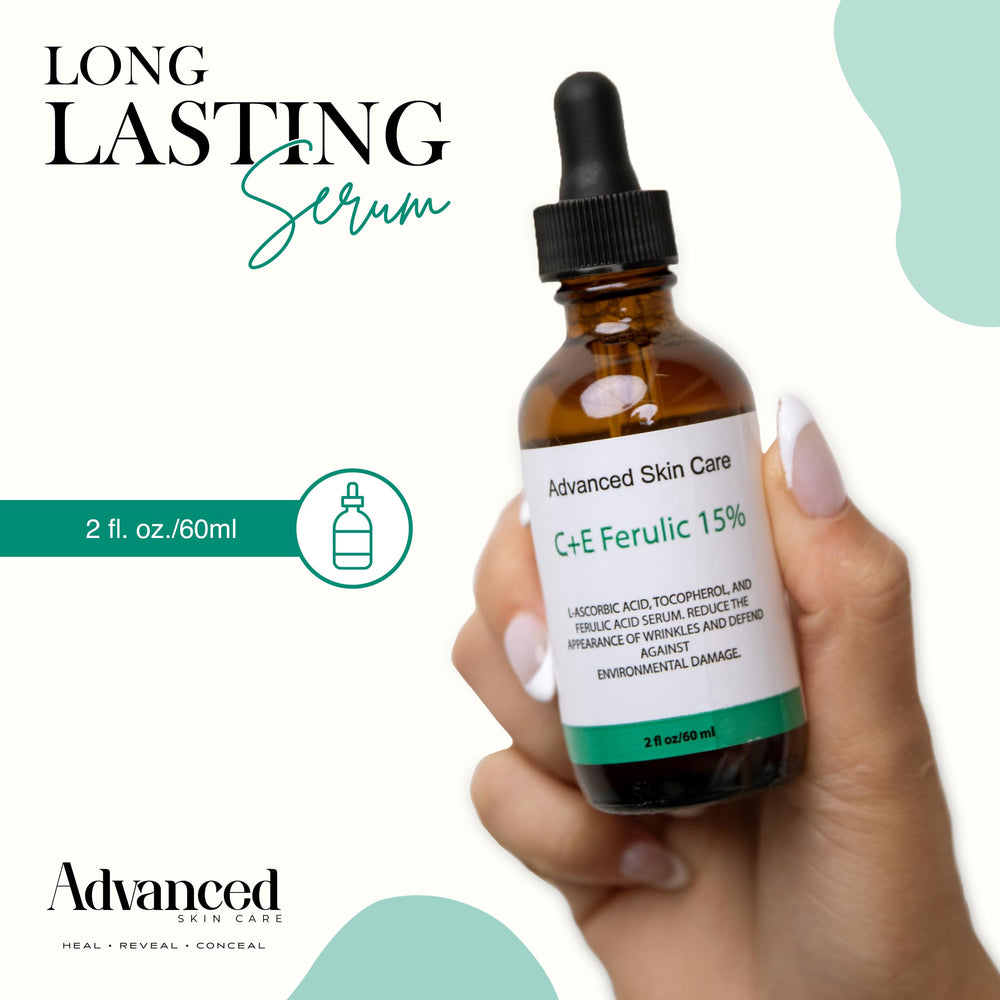 Advanced Skin Care Vitamin C Serum dropper applying formula for daily radiance